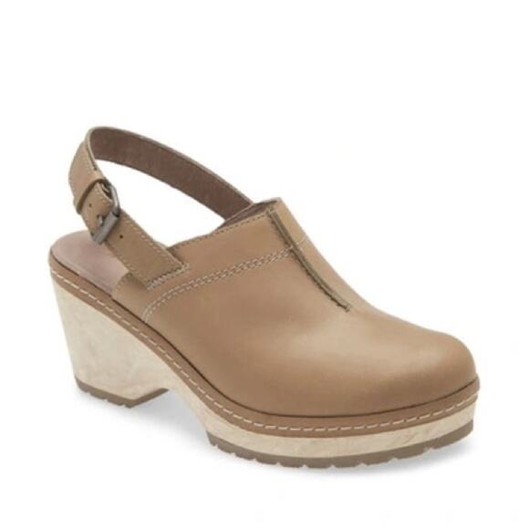 MERRELL Halendi Leather Clog Moon Leather Slingback Wedge 10 NWOB - Picture 2 of 6